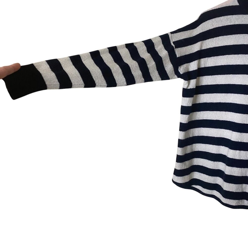 Madewell S Navy White Stripe Mock Neck Sweater Wool Alpaca Blend Preppy - Picture 7 of 9